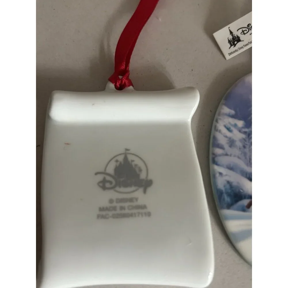 Lot Of 2 Disney Frozen Olaf & Happily Ever After Porcelain Ornament‎ NEW Holiday